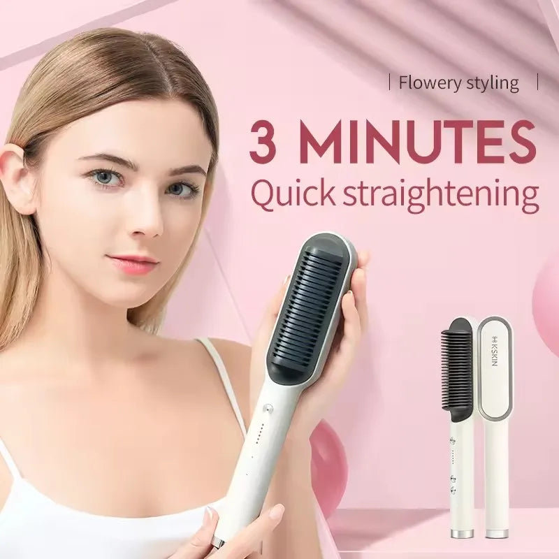 Hot Comb 2 in 1 Electric hair straightener Curler Comb hair straightening brush