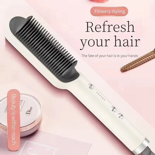 Hot Comb 2 in 1 Electric hair straightener Curler Comb hair straightening brush