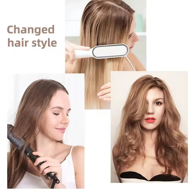 Hot Comb 2 in 1 Electric hair straightener Curler Comb hair straightening brush
